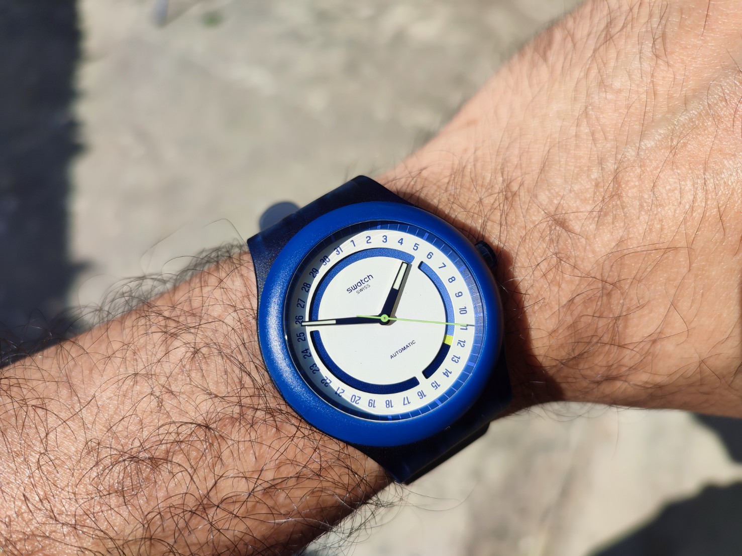 SWATCH Sistem51 Hodinkee Stoplight Neon Remix