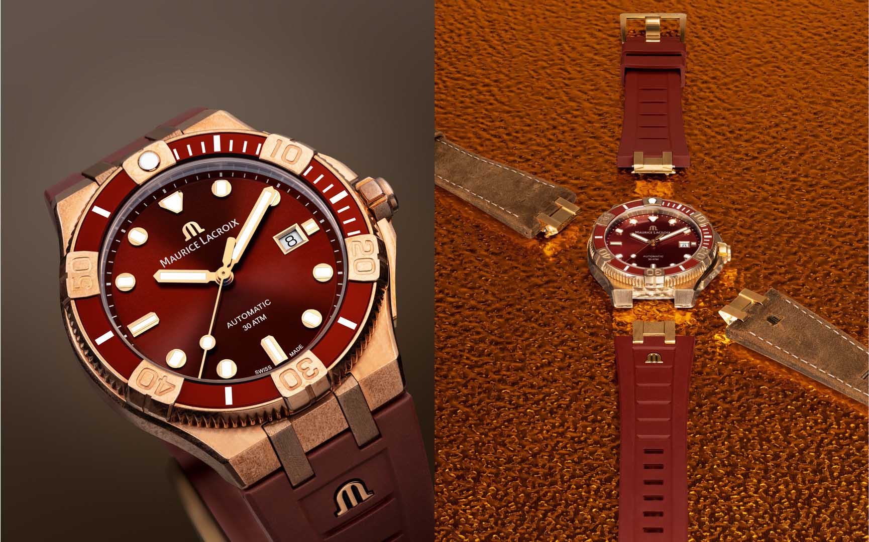 Maurice Lacroix AIKON Venturer Burgundy Asia Limited Edition 288 เรือนเพื่อตลาดเอเชีย Maurice Lacroix AIKON Venturer Burgundy Asia Limited Edition 288