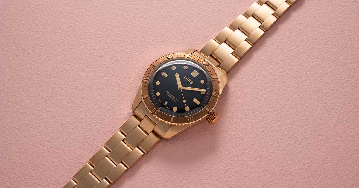 Oris Diver Sixty-Five Date Cotton Candy Sepia