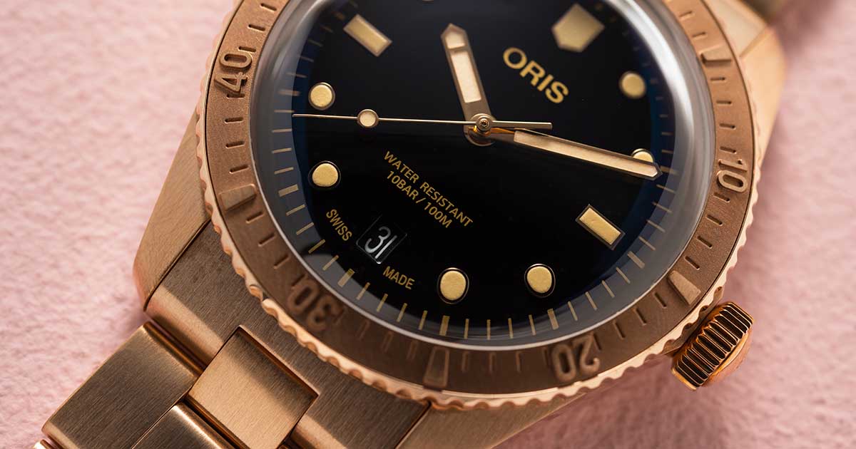 Oris Diver Sixty-Five Date Cotton Candy Sepia