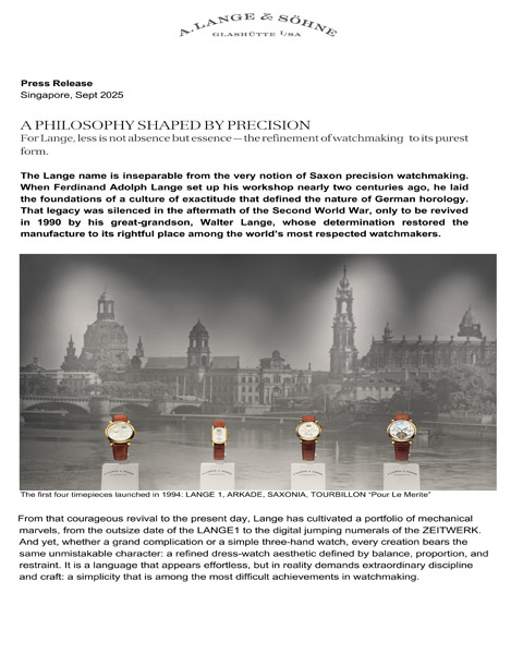A. Lange & Söhne - Philosophy shaped by precious