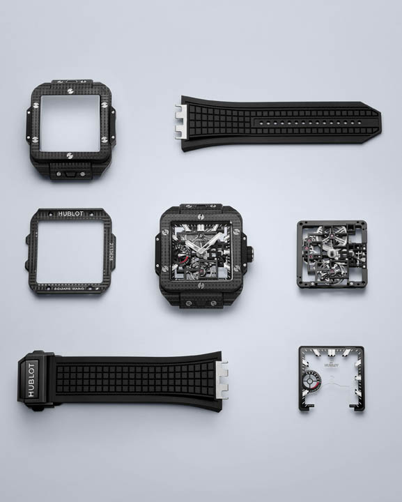 Hublot Square Bang Tourbillon 4-Day Power Reserve ความโดดเด่นบนตัวเรือนคาร์บอน Hublot Square Bang Tourbillon 4-Day Power Reserve