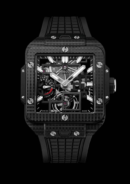 Hublot Square Bang Tourbillon 4-Day Power Reserve ความโดดเด่นบนตัวเรือนคาร์บอน Hublot Square Bang Tourbillon 4-Day Power Reserve