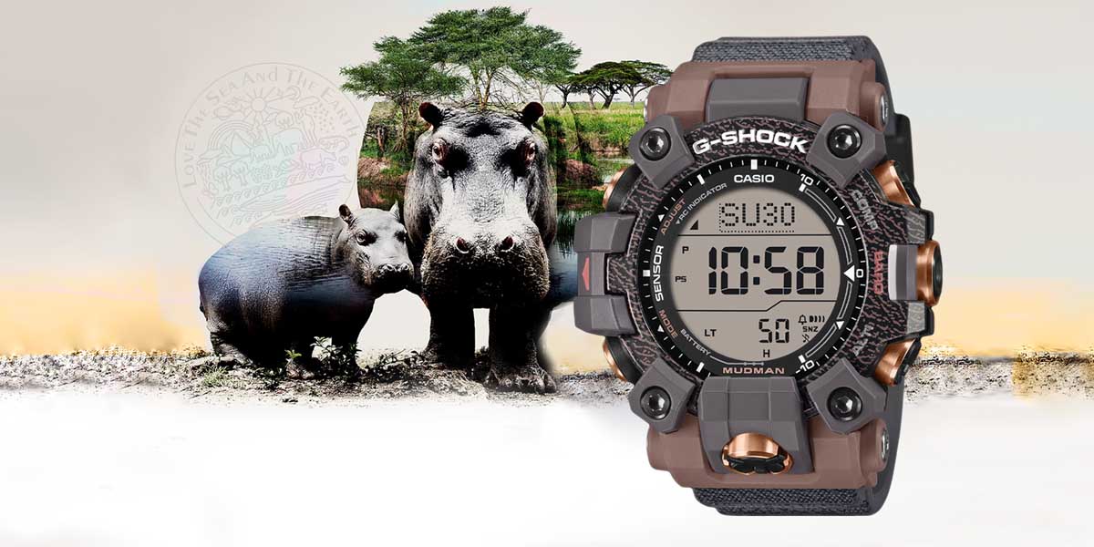 Casio G-SHOCK Mudman GW-9502KJ-8JR ร่วมเป็นส่วนหนึ่งในการอนุรักษ์ฮิปโปโปเตมัส CASIO G-SHOCK Mudman GW-9502KJ-8JR CASIO G-SHOCK Mudman GW-9502KJ-8JR,Love The Sea and The Earth