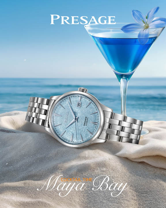 Seiko Presage Cocktail Time ‘Maya Bay’ Limited Edition: สรวงสวรรค์สีฟ้าบนหน้าปัด (SRPM01J),Seiko Presage Maya Bay, SRPM01J, Seiko Cocktail Time Limited Edition, นาฬิกา Seiko อ่าวมาหยา, ราคา Seiko SRPM01J, Seiko 4R35, นาฬิกาสีฟ้า, Presage 500 เรือน, Seiko Thailand Limited