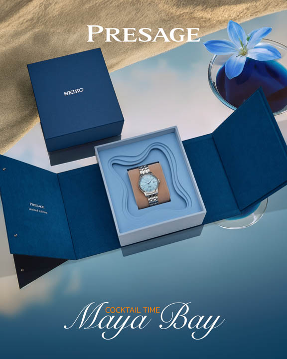 Seiko Presage Cocktail Time ‘Maya Bay’ Limited Edition: สรวงสวรรค์สีฟ้าบนหน้าปัด (SRPM01J),Seiko Presage Maya Bay, SRPM01J, Seiko Cocktail Time Limited Edition, นาฬิกา Seiko อ่าวมาหยา, ราคา Seiko SRPM01J, Seiko 4R35, นาฬิกาสีฟ้า, Presage 500 เรือน, Seiko Thailand Limited