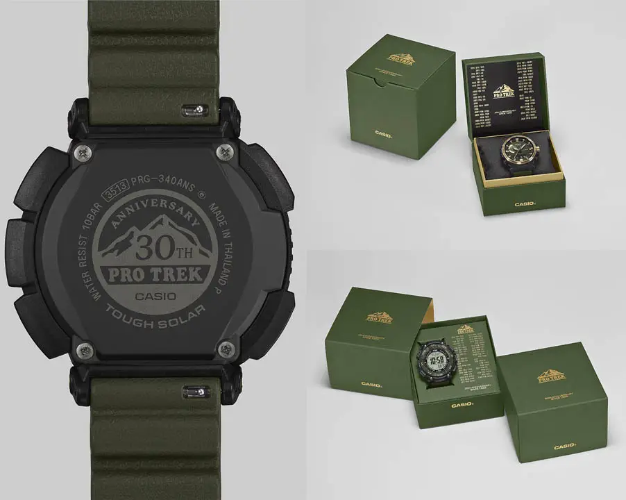 ภาพรวมนาฬิกา Casio Protrek 30th Anniversary Edition ทั้ง 2 รุ่น (PRW-61ANS และ PRG340ANS) ในกล่องพิเศษ