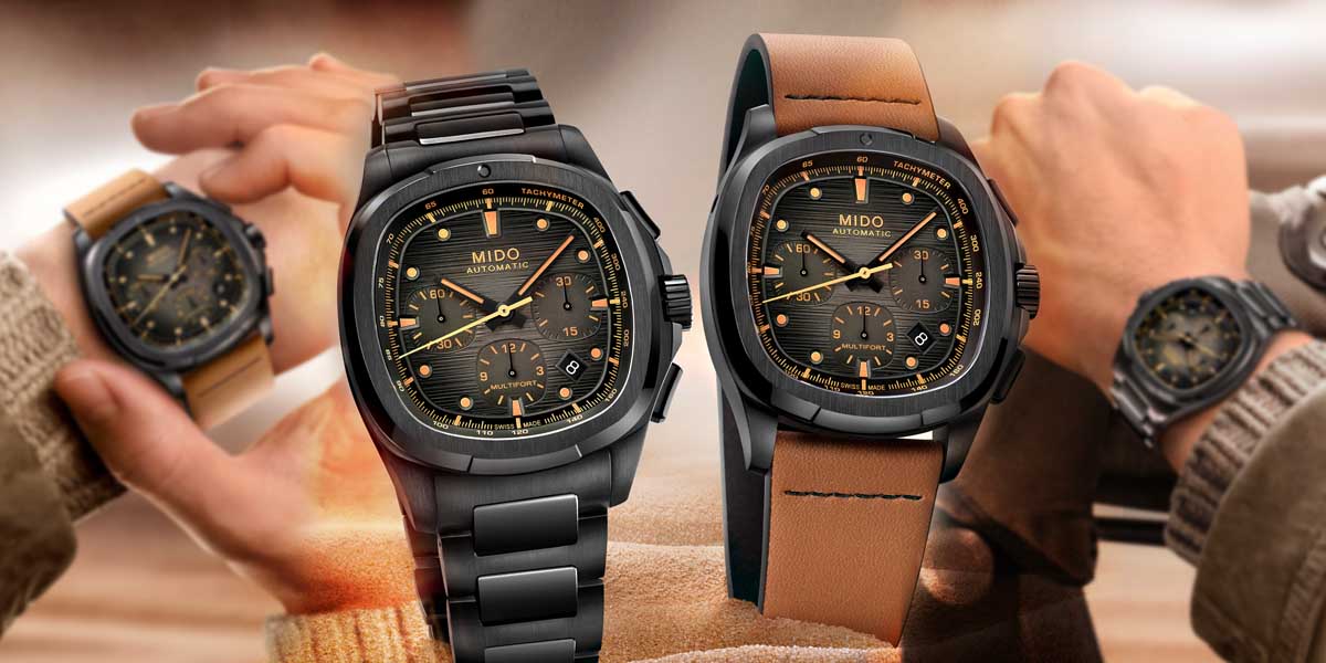Mido Multifort TV Chronograph เปิดตัวครั้งแรก! ตัวเรือน PVD สีดำ, กลไก Caliber 60 สำรองพลังงาน 60 ชม., ดีไซน์ทรงทีวี Mido Multifort TV Chronograph, Mido ทรงทีวี, Mido PVD สีดำ, Mido Caliber 60, Mido Nivachron, นาฬิกาโครโนกราฟ Swiss made