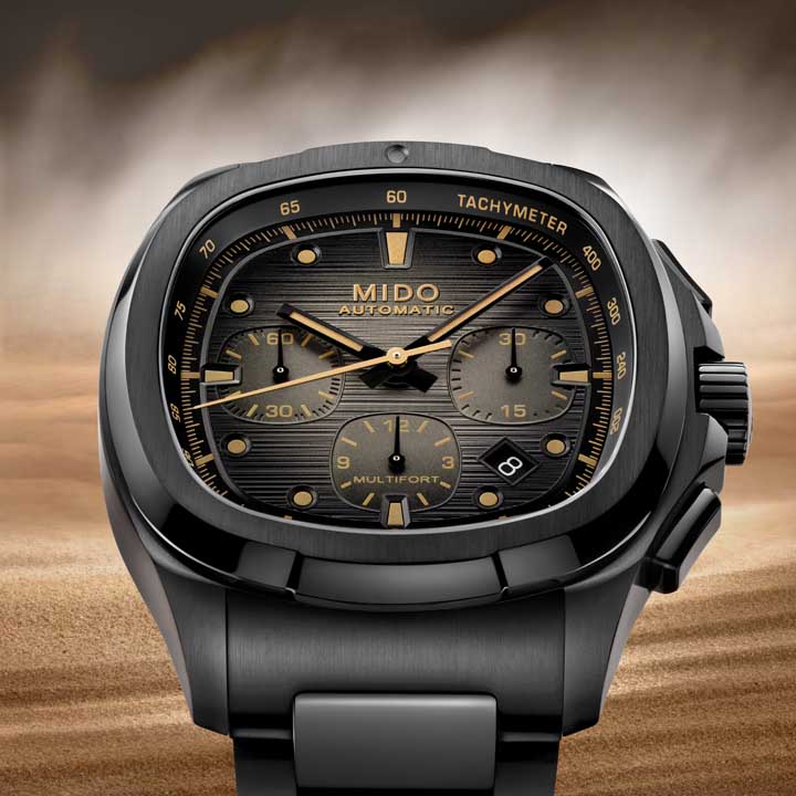 Mido Multifort TV Chronograph เปิดตัวครั้งแรก! ตัวเรือน PVD สีดำ, กลไก Caliber 60 สำรองพลังงาน 60 ชม., ดีไซน์ทรงทีวี Mido Multifort TV Chronograph, Mido ทรงทีวี, Mido PVD สีดำ, Mido Caliber 60, Mido Nivachron, นาฬิกาโครโนกราฟ Swiss made