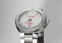 นาฬิกา ORIS Aquis Date Relief Japan Limited Edition หน้าปัดสีขาวเข็มวินาทีสีแดง