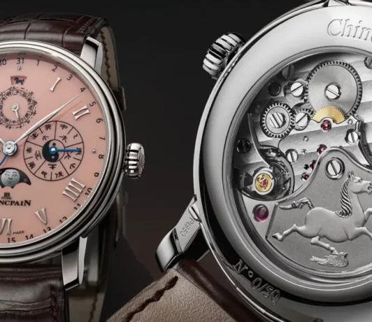 นาฬิกา Blancpain Villeret Calendrier Chinois Traditionnel 2026 หน้าปัดสี Salmon-Rose, กลไก Calibre 3638 โรเตอร์ลายม้าสวรรค์ Tianma