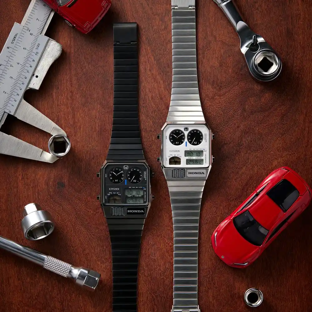 citizen x honda prelude silver watch front view