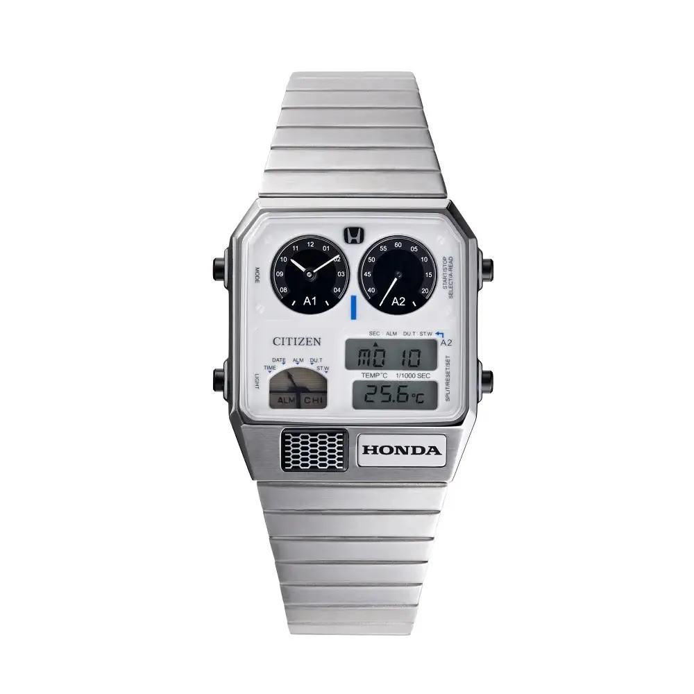 citizen x honda prelude silver watch front view