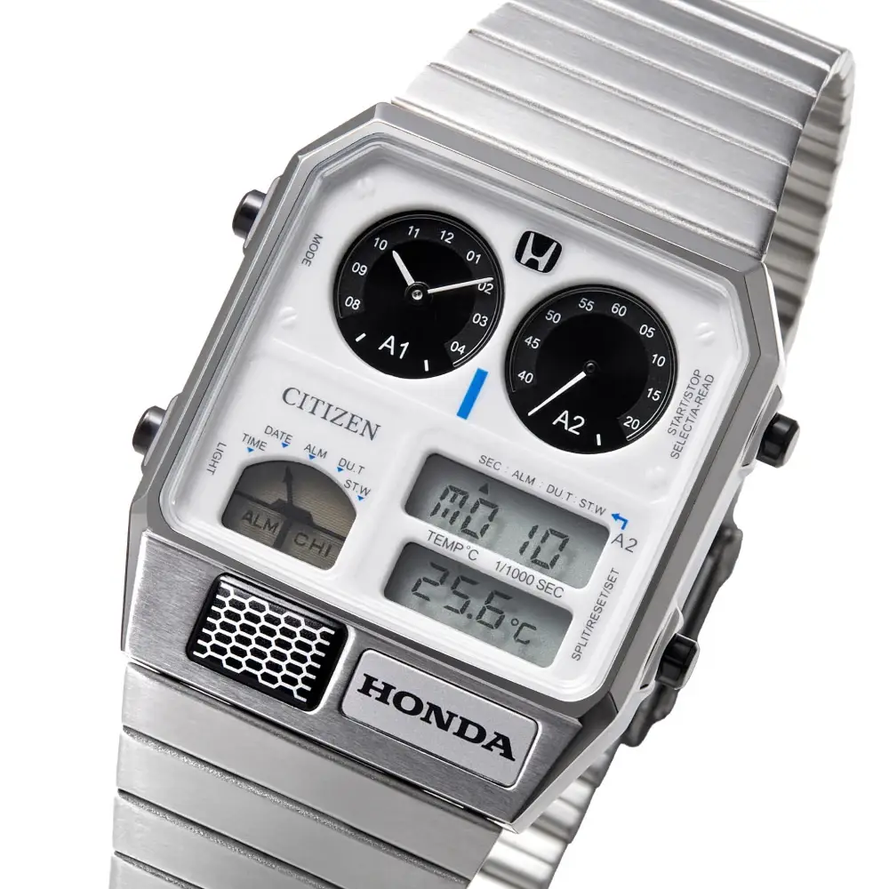 citizen x honda prelude silver watch front view
