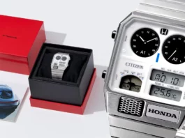 citizen x honda prelude silver watch front view