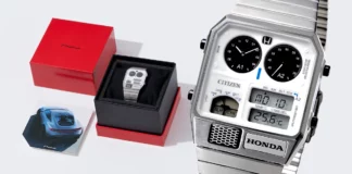 citizen x honda prelude silver watch front view