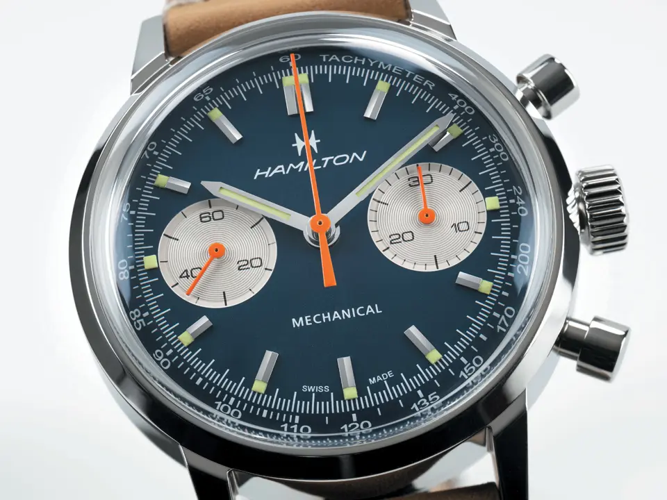 หน้าปัดนาฬิกา Hamilton American Classic Intra-Matic Chronograph H ลุคสปอร์ต