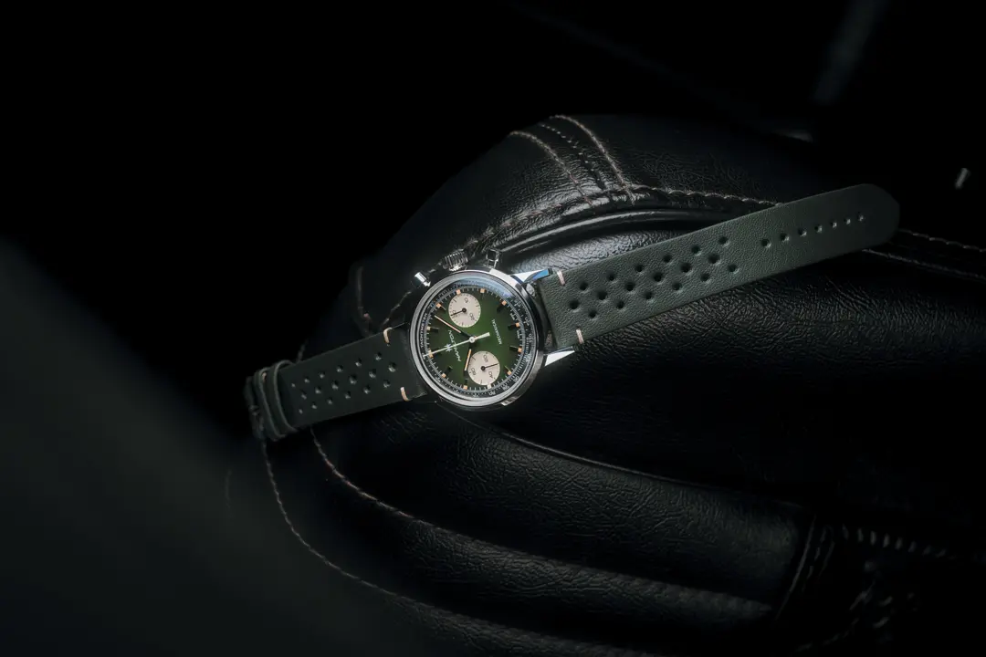หน้าปัดนาฬิกา Hamilton American Classic Intra-Matic Chronograph H สีเขียว Hunter Green สายหนัง