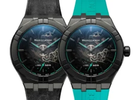 Maurice Lacroix AIKON Automatic Skeleton Label Noir dial view black DLC