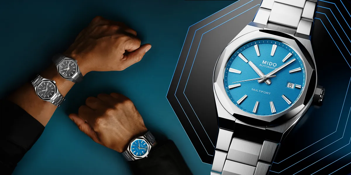 นาฬิกา-Mido-Multifort-8-One-Crown-หน้าปัดสีน้ำเงิน-สายเหล็ก