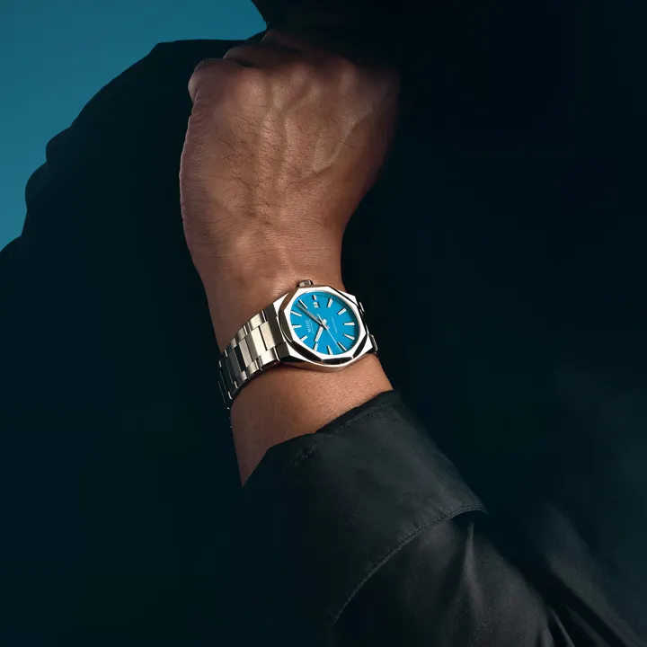 นาฬิกา-Mido-Multifort-8-One-Crown-หน้าปัดสีน้ำเงิน-สายเหล็ก