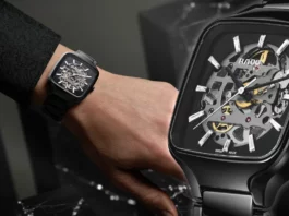 นาฬิกา Rado True Square Skeleton ตัวเรือนไฮเทคเซรามิกสีดำประดับเพชรบาเก็ต