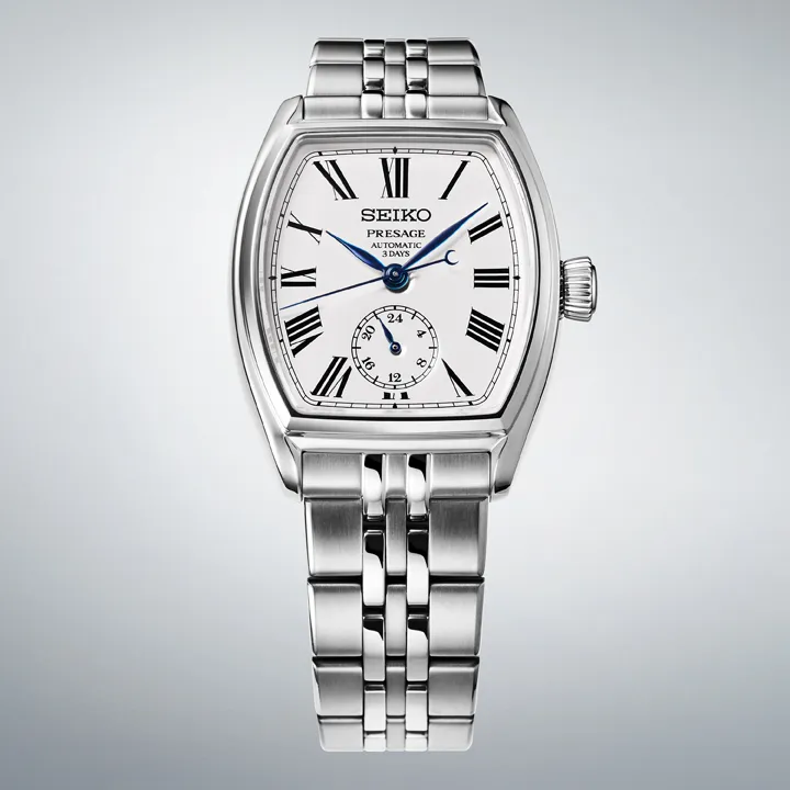 Seiko Presage Craftmanship SPB537 ผสานตัวเรือน Tonneau กับหน้าปัด Enamel นาฬิกา Seiko Presage Craftmanship SPB537 ตัวเรือนทรง Tonneau ถังเบียร์ สเตนเลสสตีล