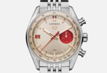 Elegant silver chronograph watch design