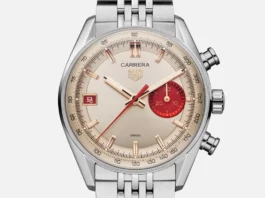Elegant silver chronograph watch design