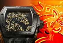 นาฬิกา Hublot Spirit of Big Bang Year of the Horse Frosted Carbon หน้าปัดลายม้าทองคำ