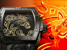 นาฬิกา Hublot Spirit of Big Bang Year of the Horse Frosted Carbon หน้าปัดลายม้าทองคำ