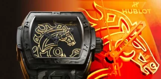 นาฬิกา Hublot Spirit of Big Bang Year of the Horse Frosted Carbon หน้าปัดลายม้าทองคำ