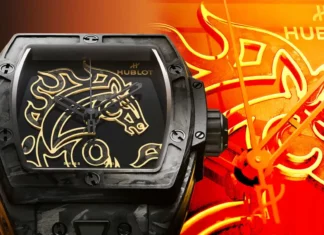 นาฬิกา Hublot Spirit of Big Bang Year of the Horse Frosted Carbon หน้าปัดลายม้าทองคำ