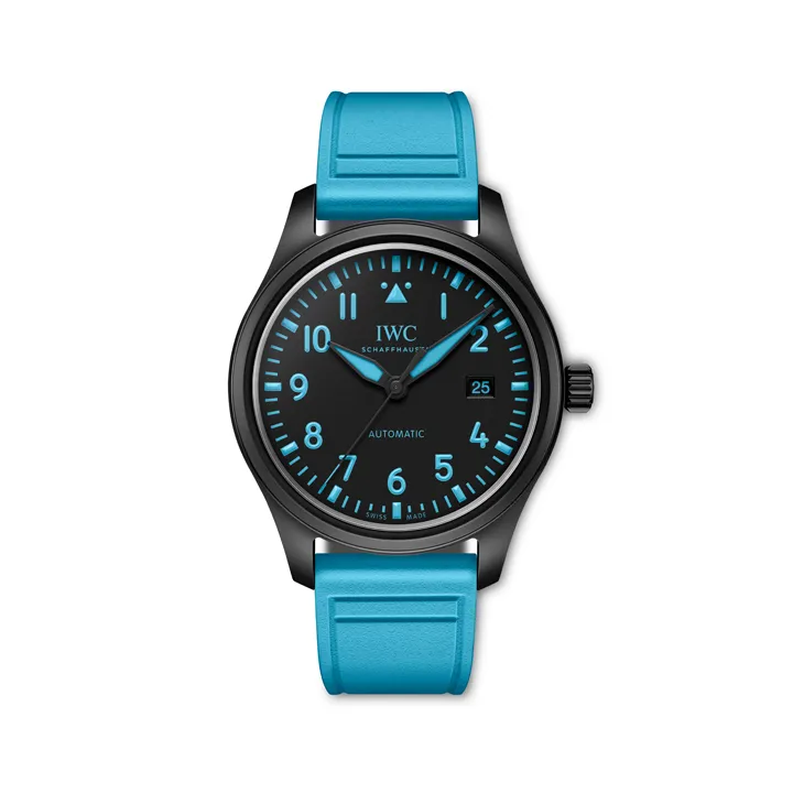 IWC Pilots Watch Chronograph 41 George Russell 2 ทางเลือกจากนักแข่งชื่อดัง นาฬิกา IWC Pilot’s Watch Chronograph 41 George Russell หน้าปัดสีดำพรายน้ำสีฟ้า