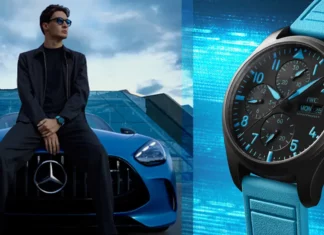 นาฬิกา IWC Pilots Watch Chronograph 41 George Russell หน้าปัดสีดำพรายน้ำสีฟ้า