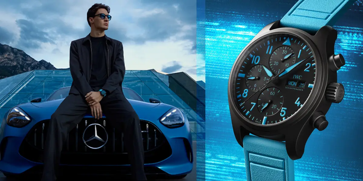 IWC Pilots Watch Chronograph 41 George Russell 2 ทางเลือกจากนักแข่งชื่อดัง นาฬิกา IWC Pilot’s Watch Chronograph 41 George Russell หน้าปัดสีดำพรายน้ำสีฟ้า