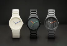 นาฬิกา Rado x Les Couleurs Le Corbusier สีขาวงาช้าง, หน้าปัดเลเซอร์สลักลายคอนกรีต Rado, ฝาหลังนาฬิกา Rado Le Corbusier 63 สี