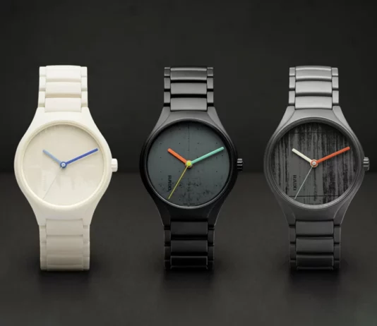 นาฬิกา Rado x Les Couleurs Le Corbusier สีขาวงาช้าง, หน้าปัดเลเซอร์สลักลายคอนกรีต Rado, ฝาหลังนาฬิกา Rado Le Corbusier 63 สี