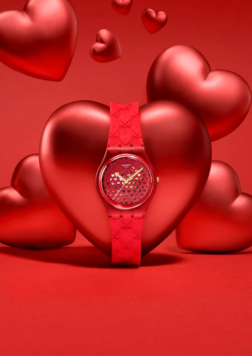 SWATCH LOVE AND BLAH และ LOVE IN SCARLET ฉลองวาเลนไทน์กับของขวัญสุดพิเศษ นาฬิกา Swatch รุ่น LOVE IN SCARLET สีแดง พร้อมดีไซน์รูปหัวใจ