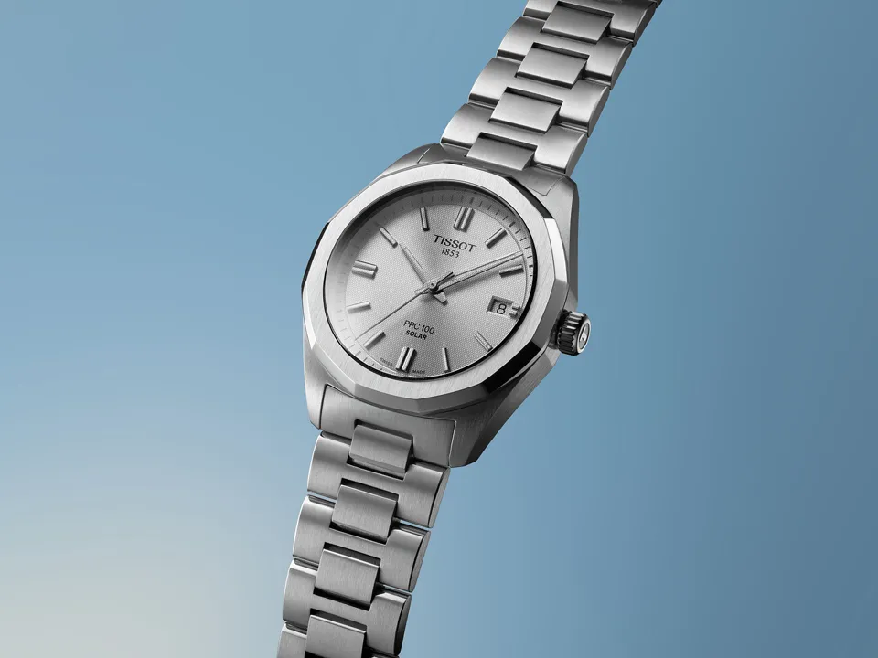 นาฬิกา Tissot PRC 100 Solar 2026 รุ่นใหม่ขนาด 34 มม. หน้าปัดสีไอซ์บลู