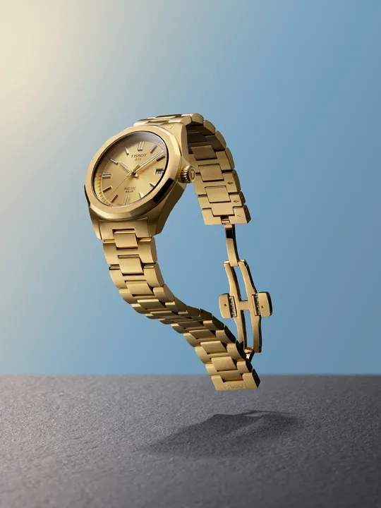 นาฬิกา Tissot PRC 100 Solar 2026 รุ่นใหม่ขนาด 34 มม. สีทองทั้งเรือนและหน้าปัด