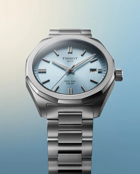 นาฬิกา Tissot PRC 100 Solar 2026 รุ่นใหม่ขนาด 34 มม. หน้าปัดสีไอซ์บลู