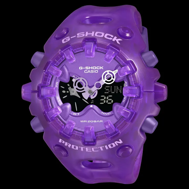 Casio G-SHOCK GA-V01SKE สุดล้ำด้วยตัวเรือนโปร่งใส รูปนาฬิกา G-SHOCK GA-V01SKE-6A สีม่วงโปร่งใส