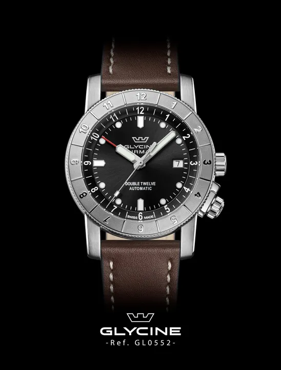 Glycine Airman Contemporary Double Twelve การกลับมาอย่างมีระดับของนาฬิกานักบินระดับตำนาน นาฬิกา Glycine Airman Contemporary Double Twelve หน้าปัดสีน้ำเงินและสายเหล็ก 5 แถว