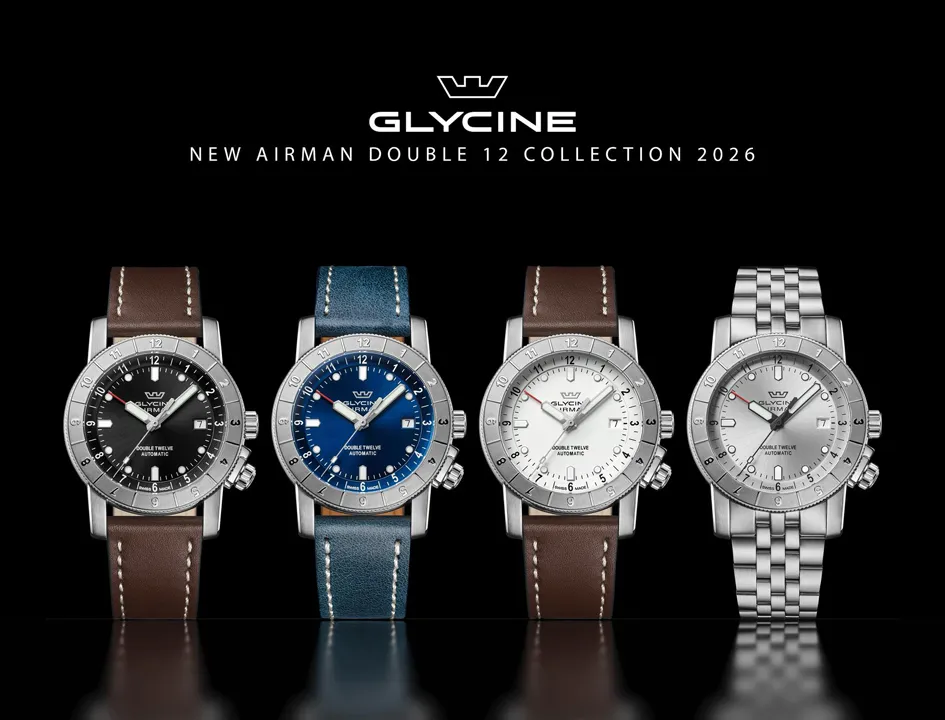Glycine Airman Contemporary Double Twelve การกลับมาอย่างมีระดับของนาฬิกานักบินระดับตำนาน นาฬิกา Glycine Airman Contemporary Double Twelve หน้าปัดสีน้ำเงินและสายเหล็ก 5 แถว