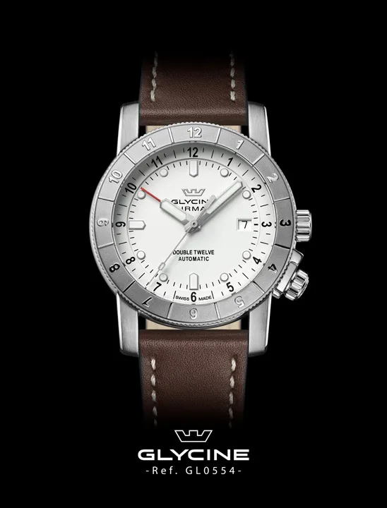 Glycine Airman Contemporary Double Twelve การกลับมาอย่างมีระดับของนาฬิกานักบินระดับตำนาน นาฬิกา Glycine Airman Contemporary Double Twelve หน้าปัดสีน้ำเงินและสายเหล็ก 5 แถว