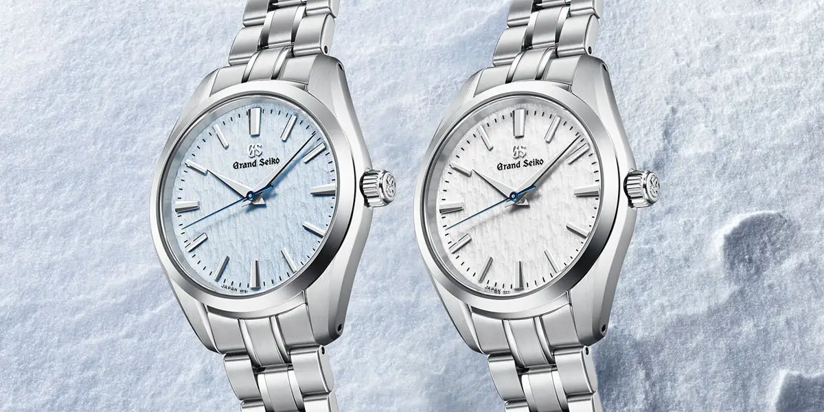 ภาพนาฬิกา Grand Seiko Heritage Collection หน้าปัดสีฟ้า Skyflake และ Grand Seiko Heritage Collection SBGX359 หน้าปัดสีขาว Snowflake
