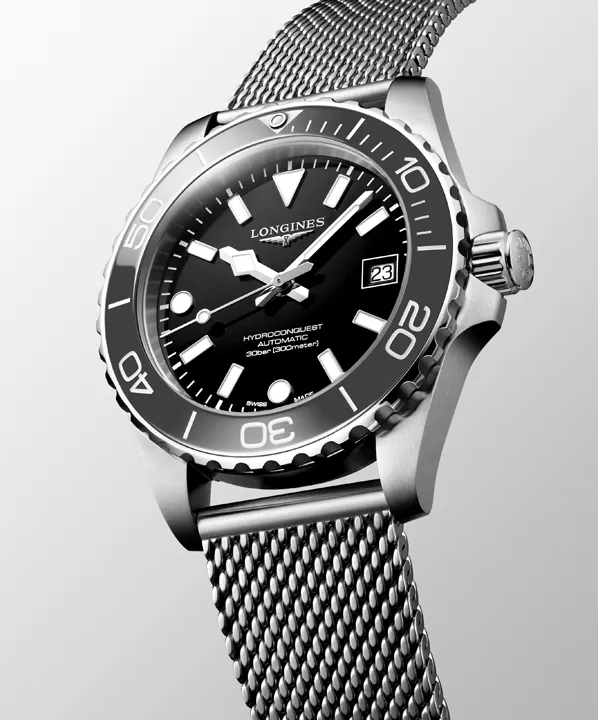 นาฬิกา Longines HydroConquest 2026 หน้าปัด Iced Blue และสาย Milanese Steel