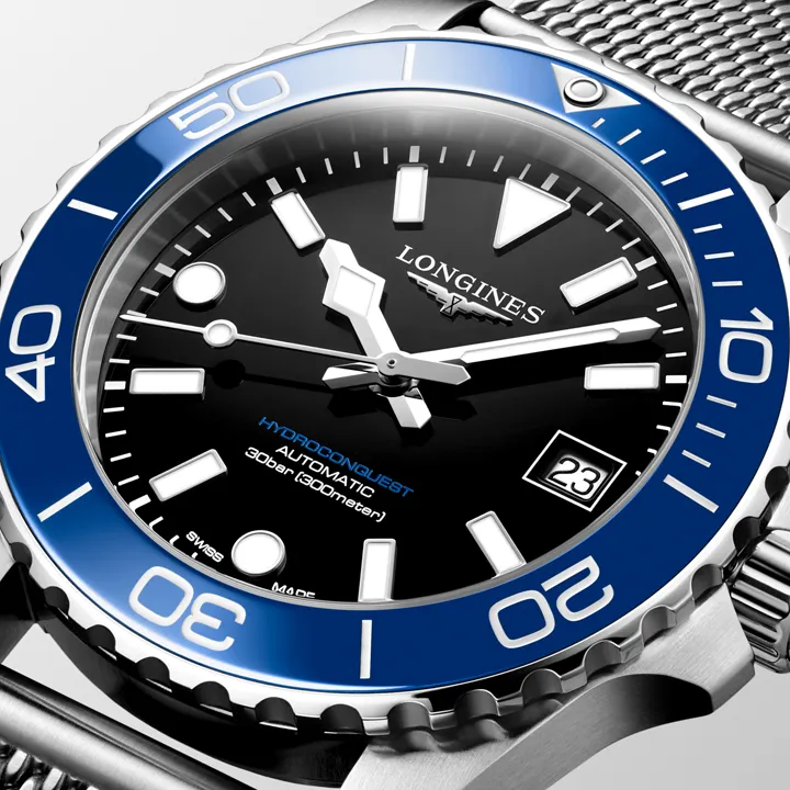 นาฬิกา Longines HydroConquest 2026 หน้าปัด Iced Blue และสาย Milanese Steel