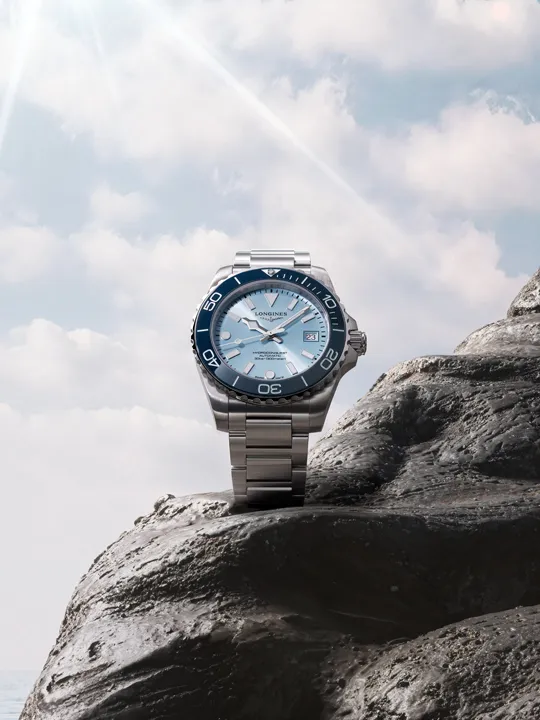 นาฬิกา Longines HydroConquest 2026 หน้าปัด Iced Blue และสาย Milanese Steel